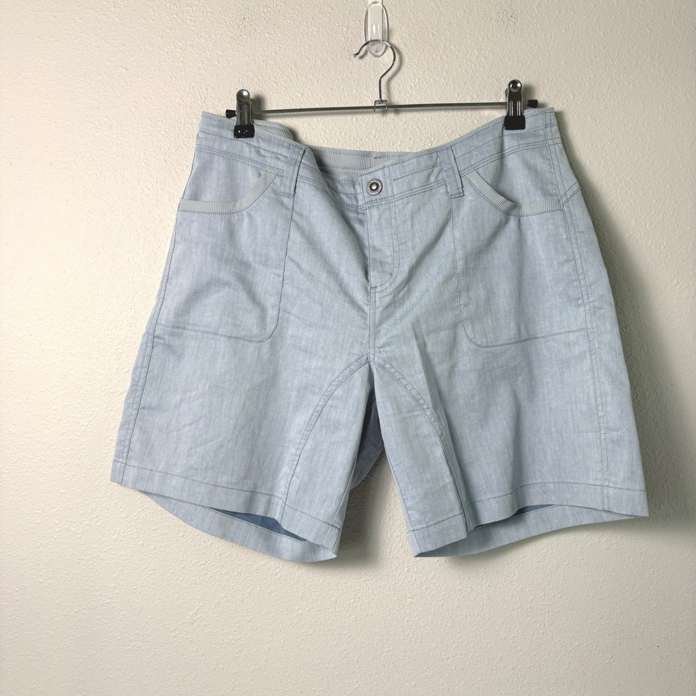 KUHL Cabo Shorts Womens 14 Light Blue Cotton Linen Blend 6273 Hiking Utility